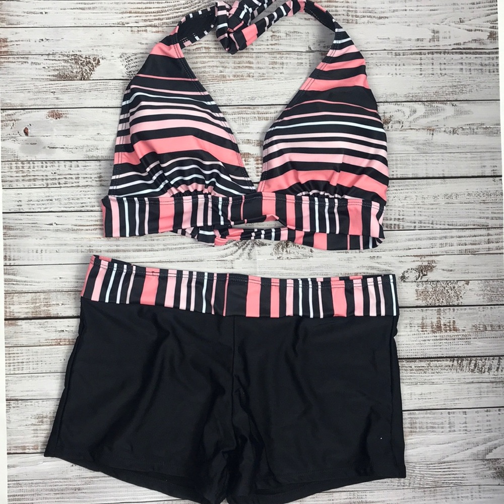 NWOT Halter Top with Boyshort Bikini Set.